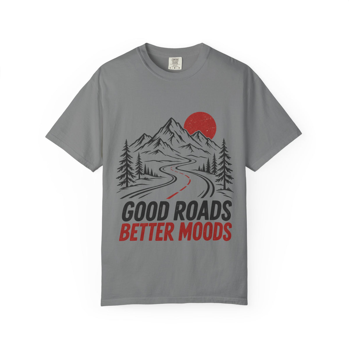 T-Shirt — 'Good Roads Better Moods' Mountain Road Graphic Tee