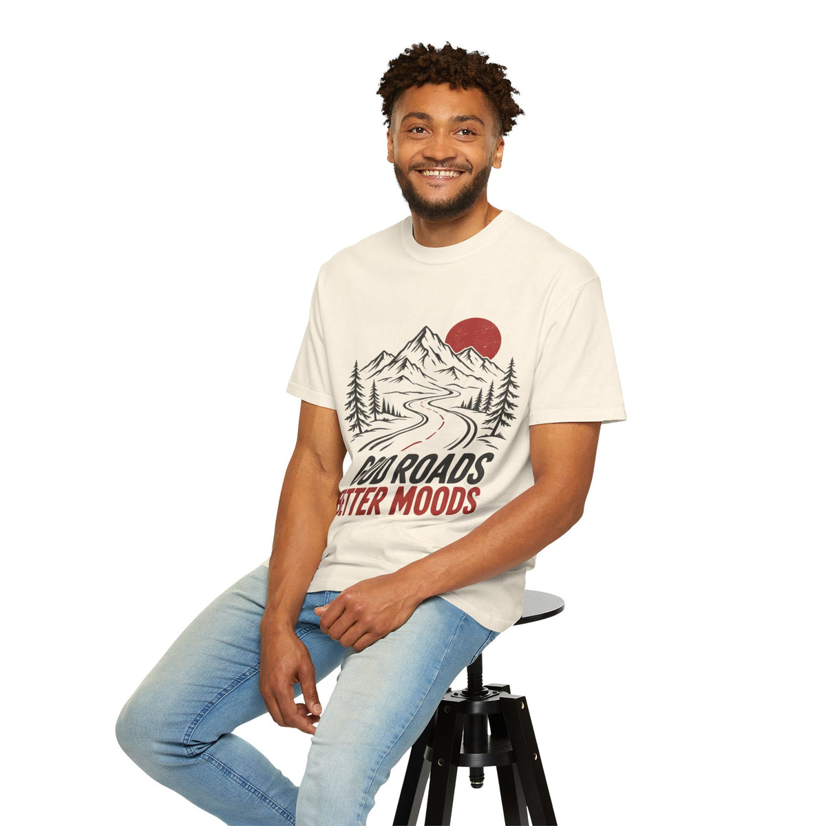 T-Shirt — 'Good Roads Better Moods' Mountain Road Graphic Tee