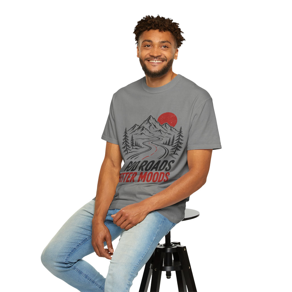 T-Shirt — 'Good Roads Better Moods' Mountain Road Graphic Tee