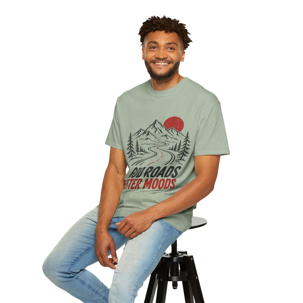 T-Shirt — 'Good Roads Better Moods' Mountain Road Graphic Tee
